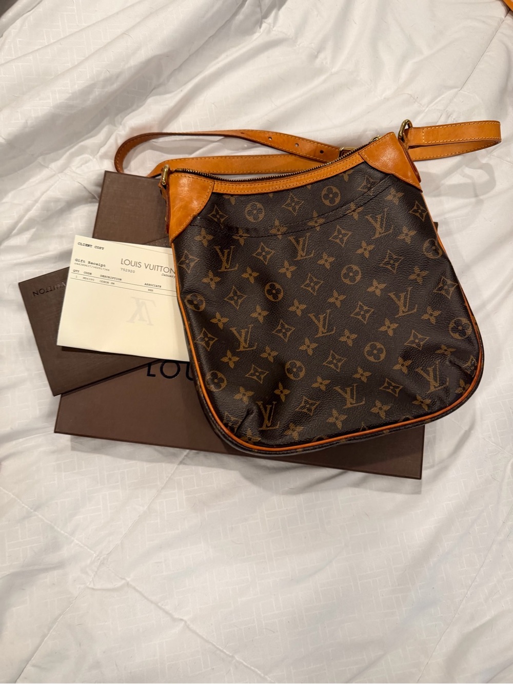 Louis Vuitton Monogram Crossbody Bag in Brown & Tan Leather Trim